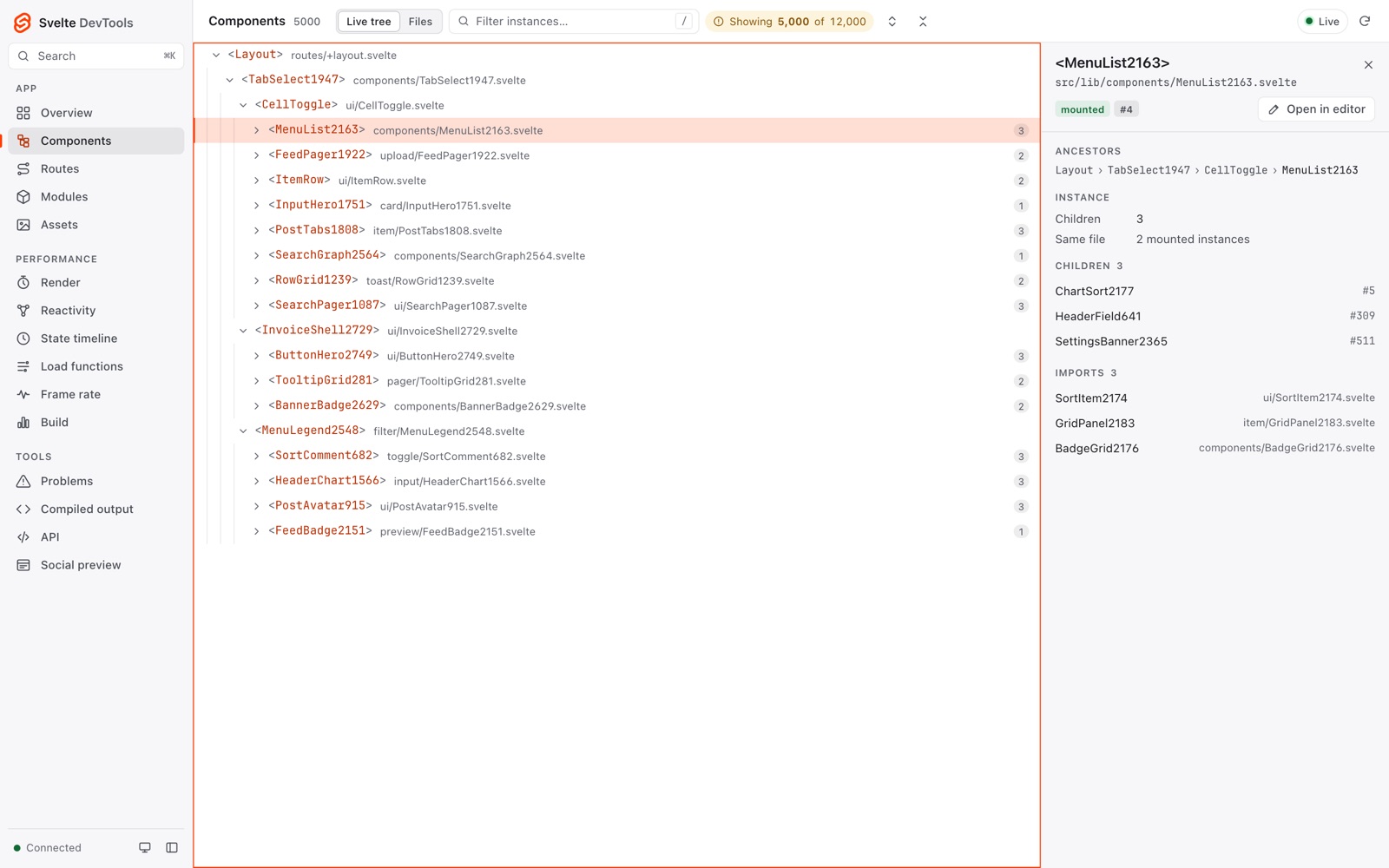 Components panel in the light theme with the component inspector open